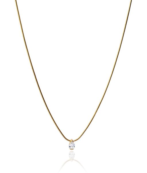 AMBRA teardrop zirconia necklace in sterling silver and gold plating