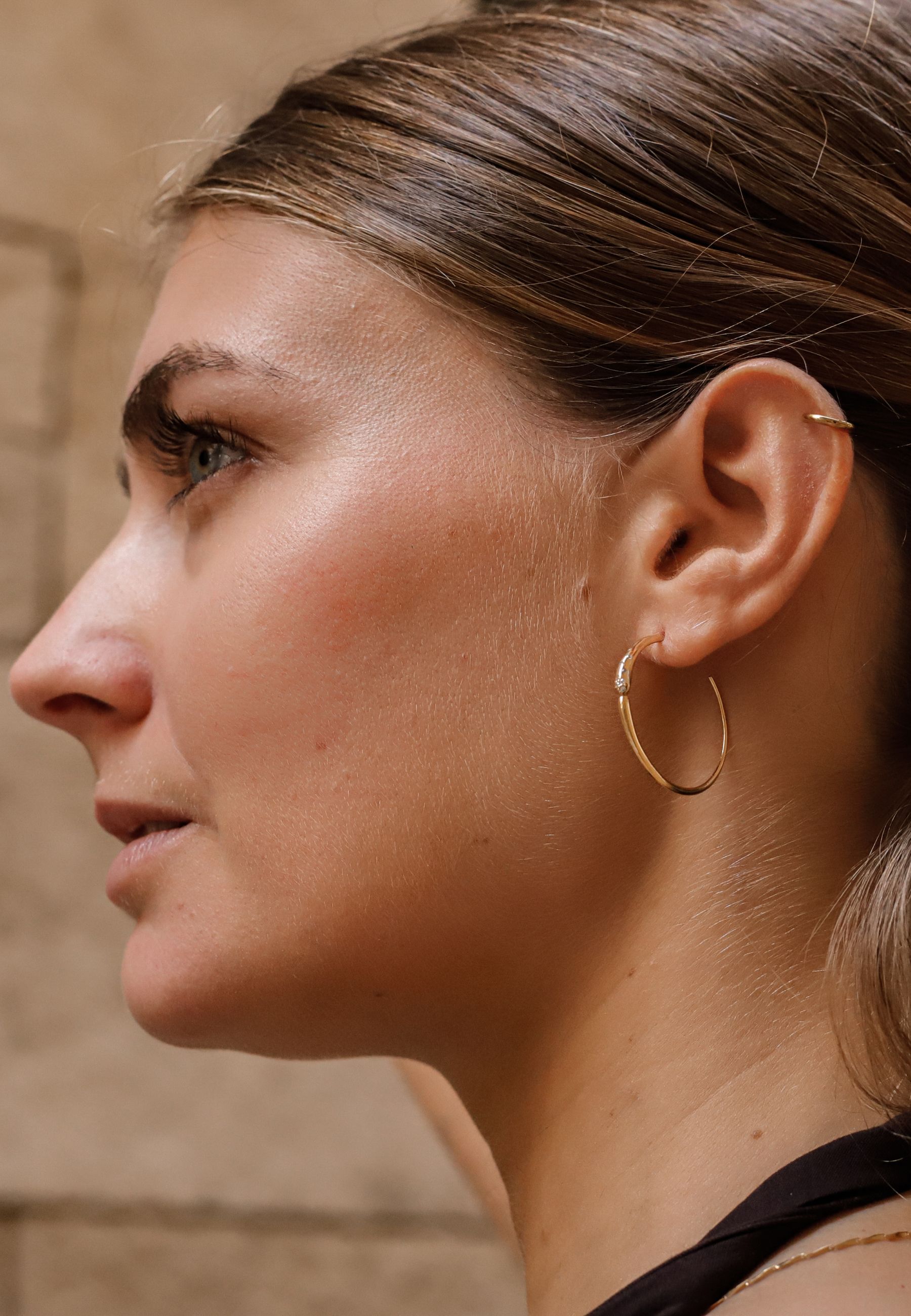 Pendientes aro circonitas plata ban o oro  3 