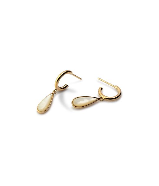 Gold-plated sterling silver mother-of-pearl teardrop dangle earrings